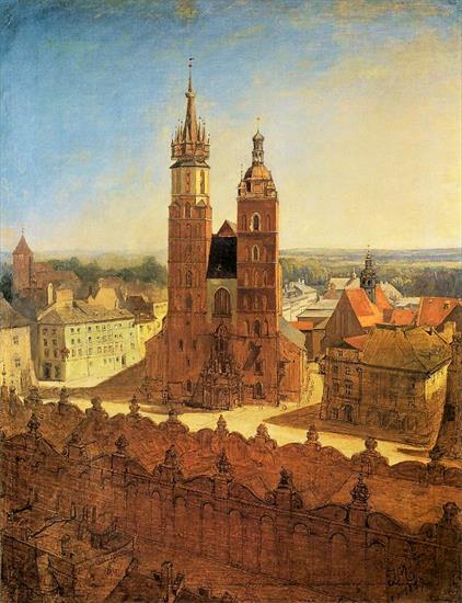 Inne obrazy - Widok z Wieży Ratuszowej na Rynek i kościół Mariacki w Krakowie1.jpg